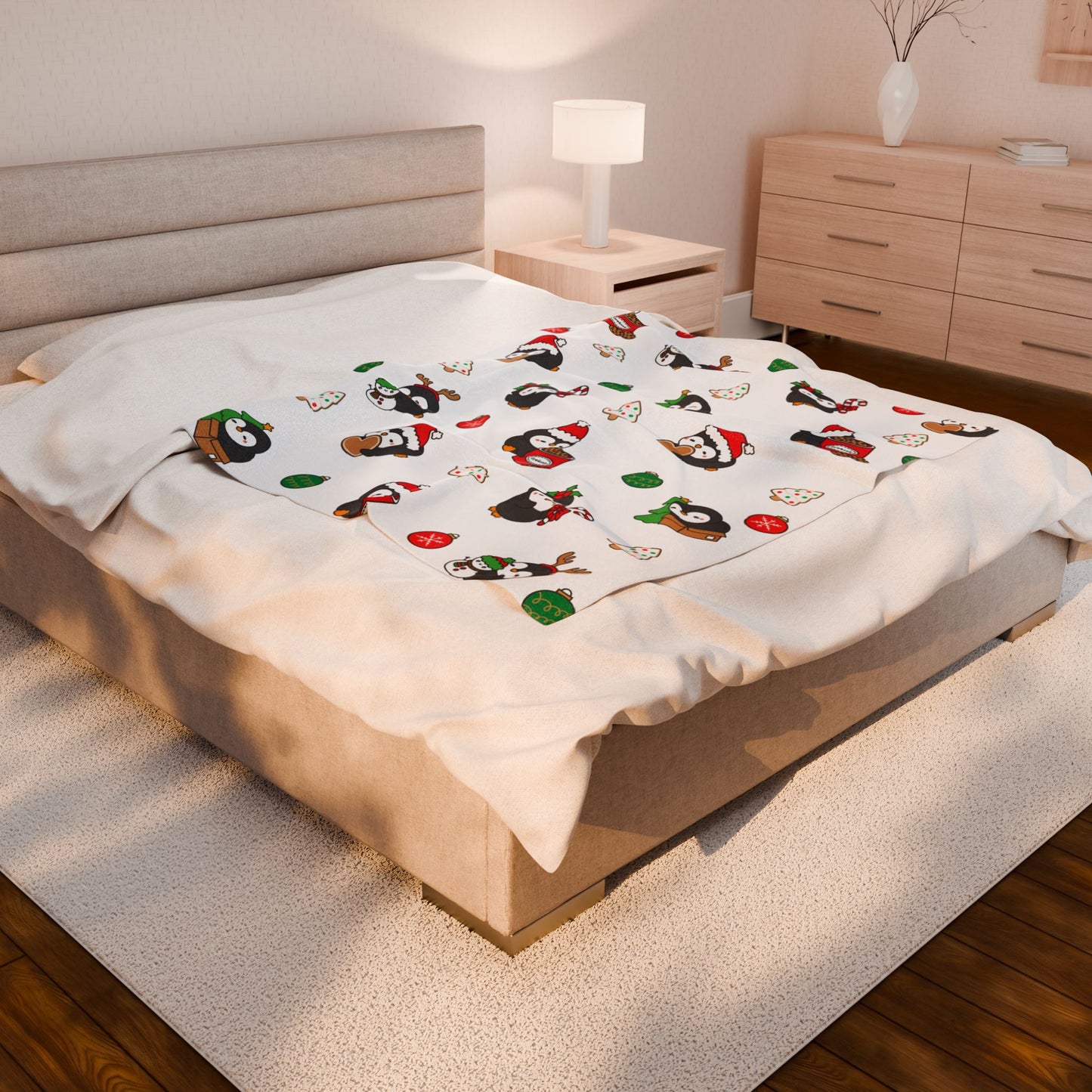 Christmas Penguin Plush Blanket for Cozy Holidays