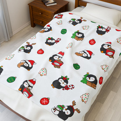 Christmas Penguin Plush Blanket for Cozy Holidays